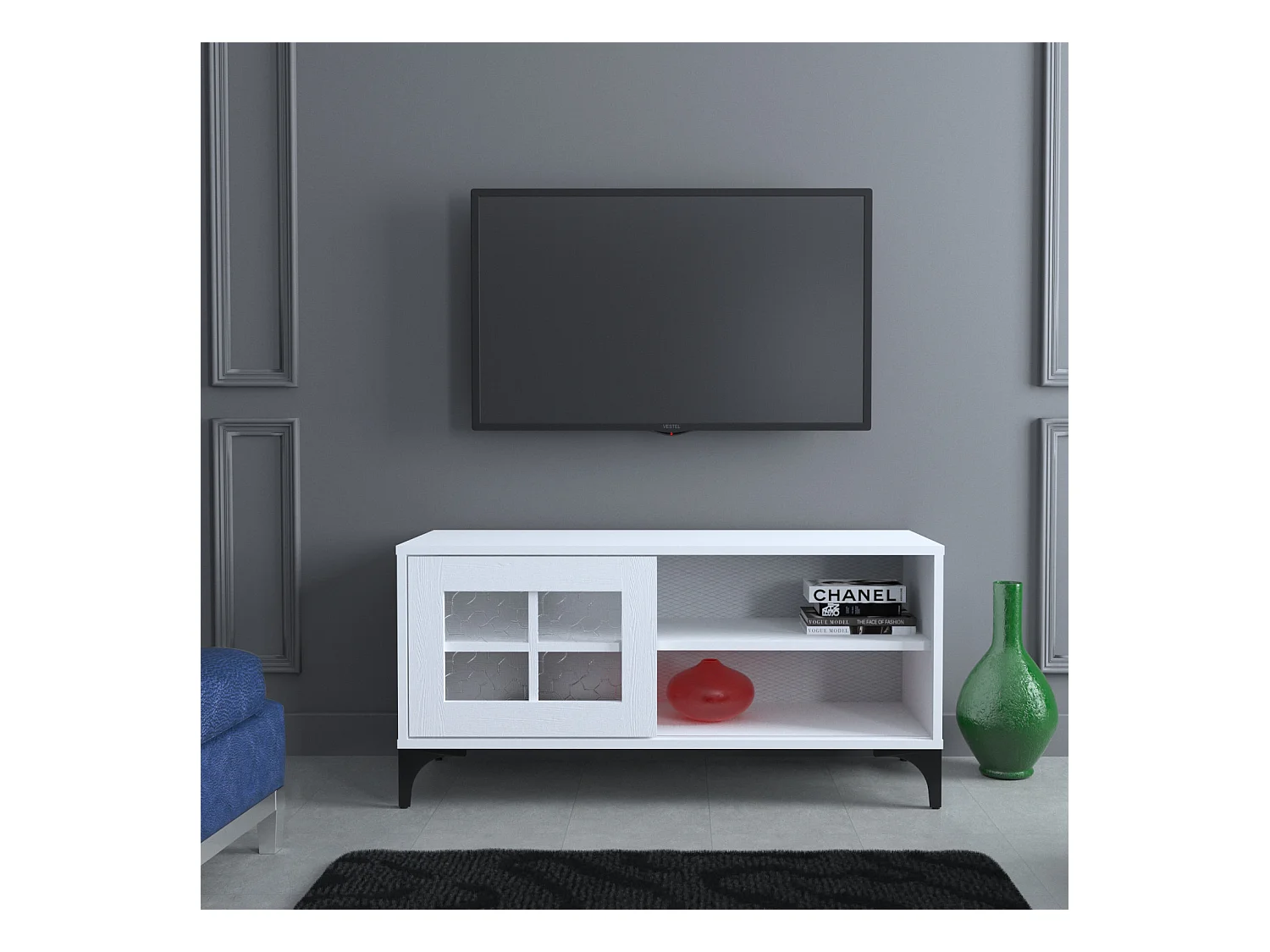 TV-standaard – 100 cm x 54 cm x 42 cm – Wit – Melamine