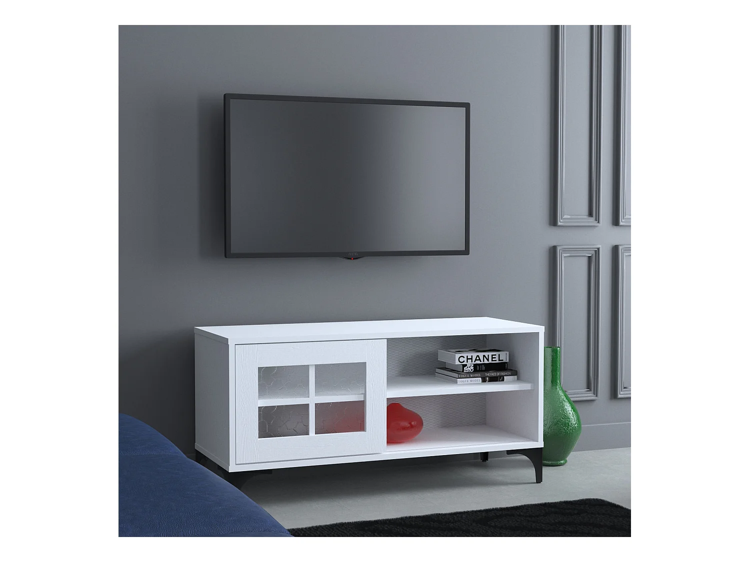 TV-standaard – 100 cm x 54 cm x 42 cm – Wit – Melamine