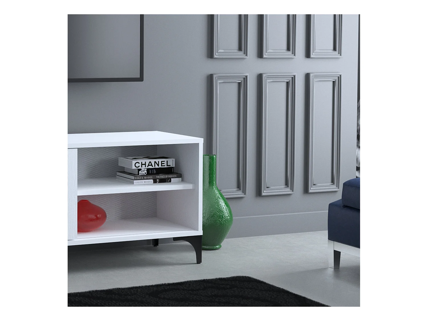 TV-standaard – 100 cm x 54 cm x 42 cm – Wit – Melamine