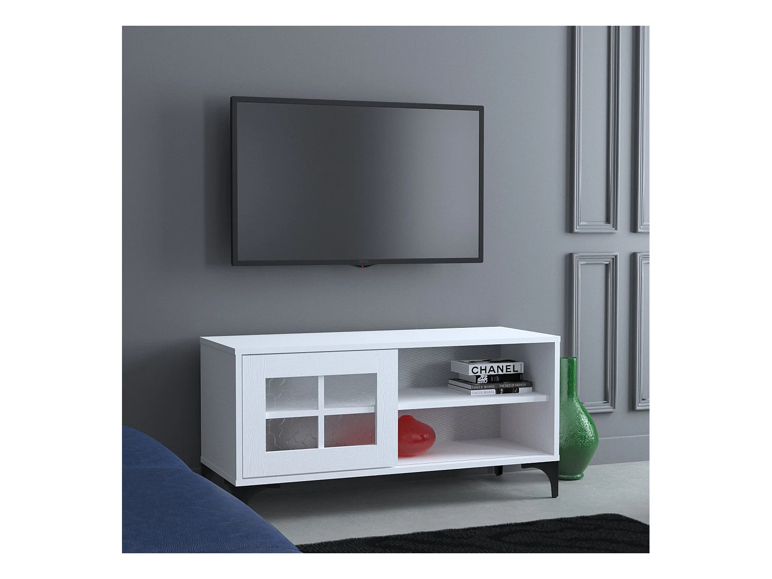TV-standaard – 100 cm x 54 cm x 42 cm – Wit – Melamine