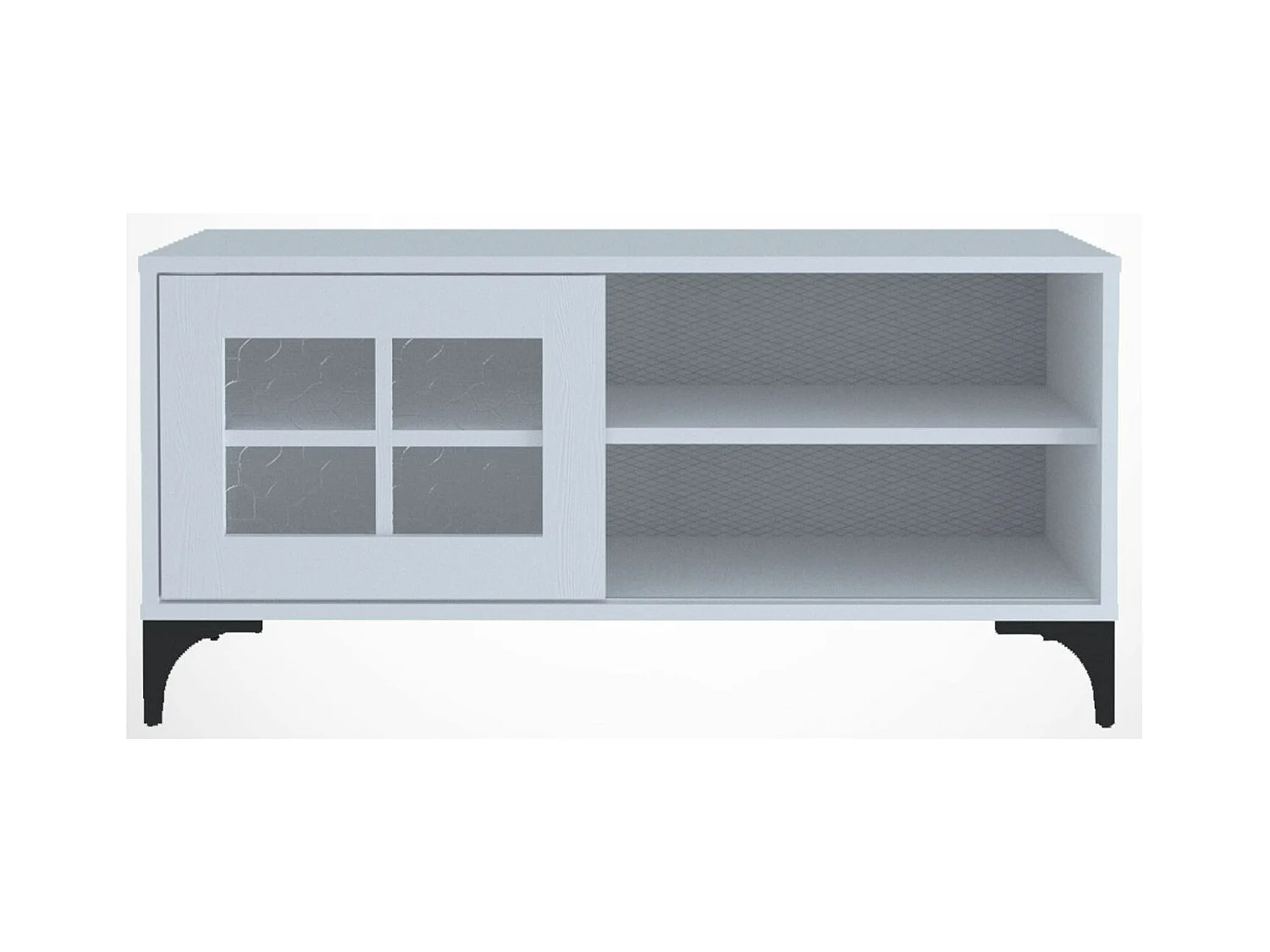 Meuble TV 1 porte coulissante bois blanc Riko 100cm