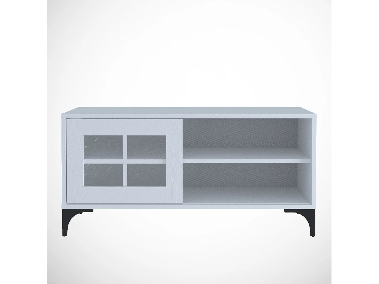 Meuble TV 1 porte coulissante bois blanc Riko 100cm