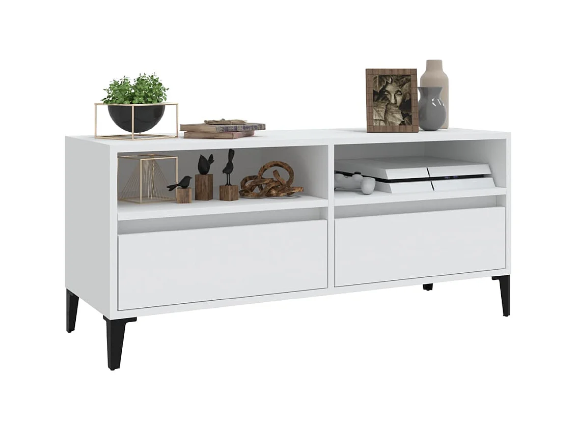 Meuble TV blanc 100x34,5x44,5 bois d'ingénierie