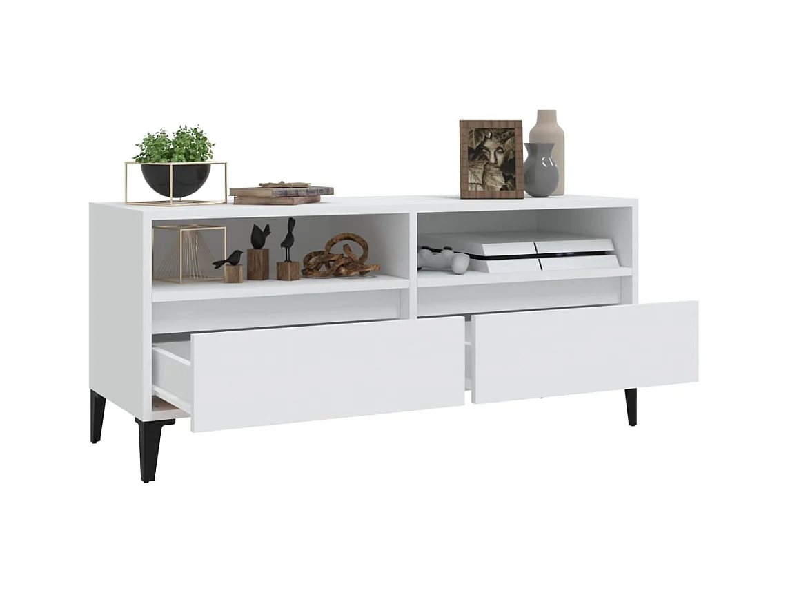 Meuble TV blanc 100x34,5x44,5 bois d'ingénierie