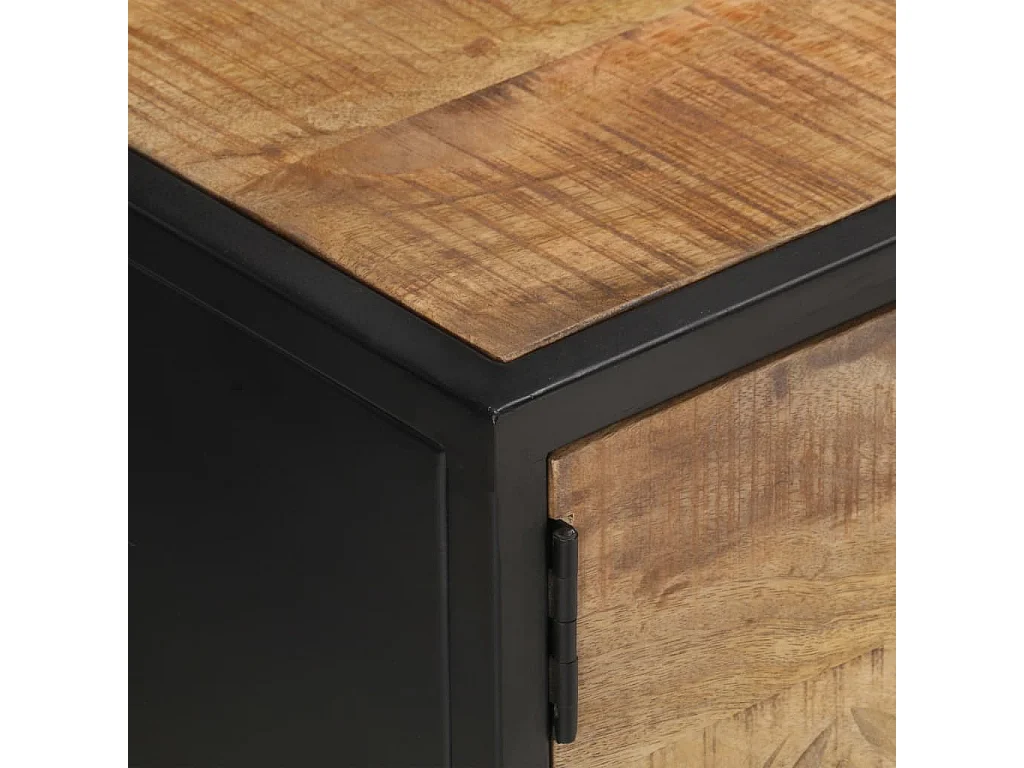 Meuble TV avec porte sculptée 130x30x40 Bois de manguier brut