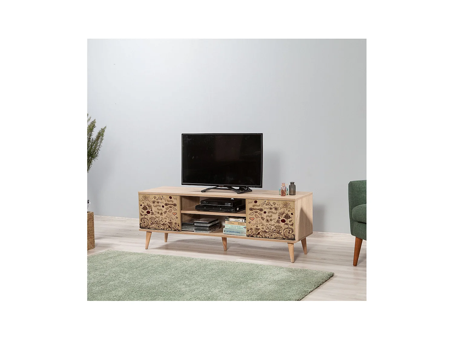 Mueble de TV – 140 cm – Roble Sonoma – Melamina