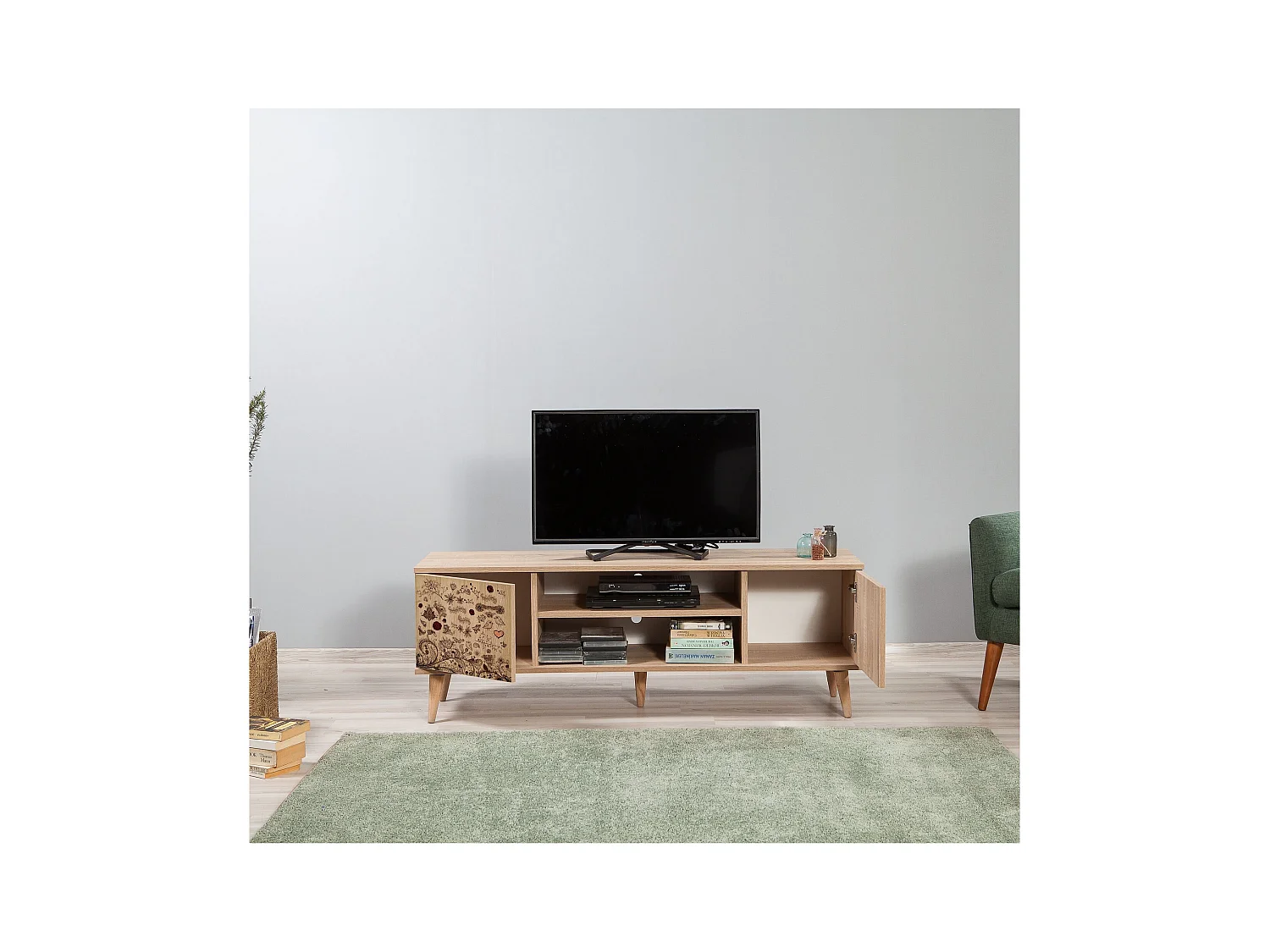 Mueble de TV – 140 cm – Roble Sonoma – Melamina