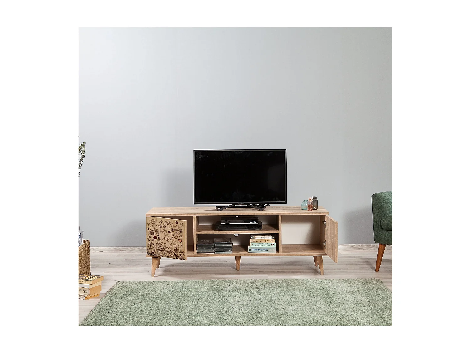 Mobile TV – 140 cm – Rovere Sonoma – Melaminico