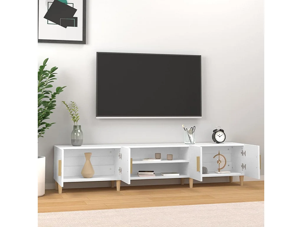 Meuble TV blanc 180x31,5x40 bois d'ingénierie
