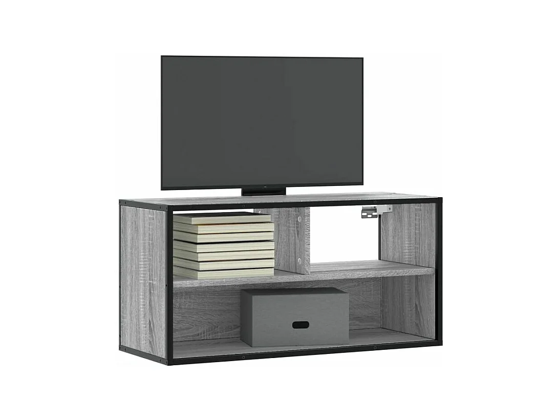 Meuble TV sonoma gris 80x31x39,5 bois d'ingénierie et métal