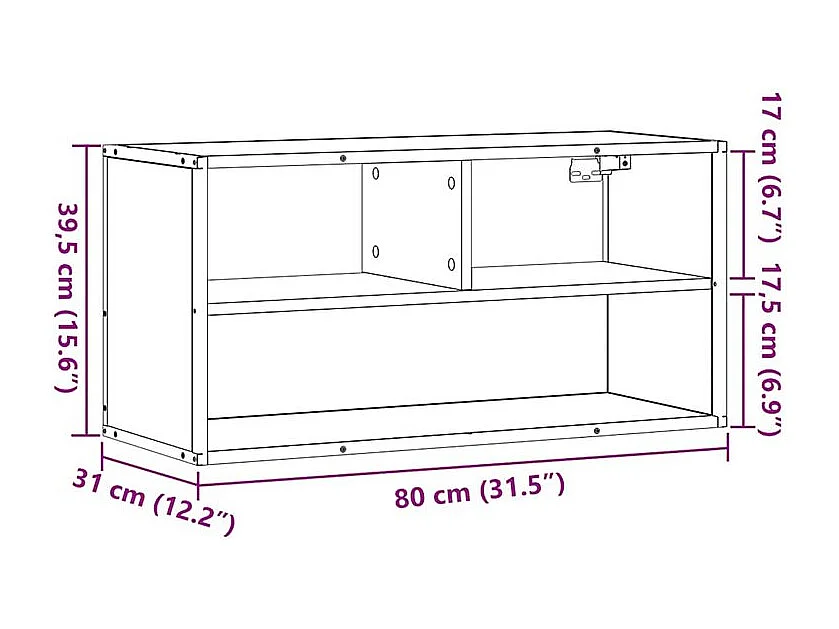 Meuble TV sonoma gris 80x31x39,5 bois d'ingénierie et métal