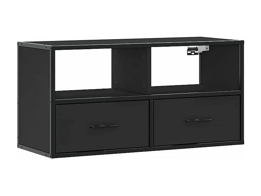 Meuble TV noir 80x31x39,5 bois d'ingénierie et métal