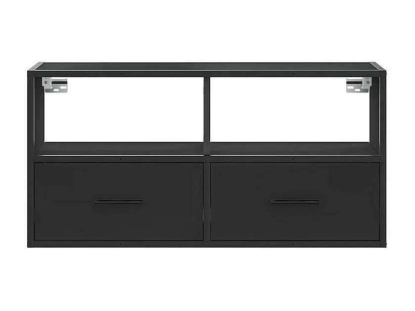 Meuble TV noir 80x31x39,5 bois d'ingénierie et métal