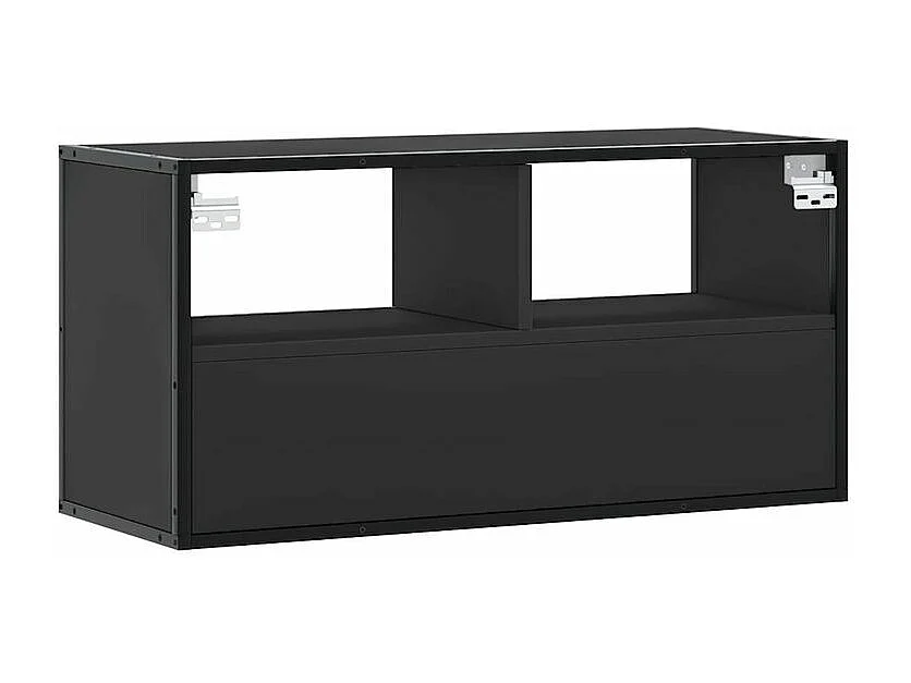 Meuble TV noir 80x31x39,5 bois d'ingénierie et métal