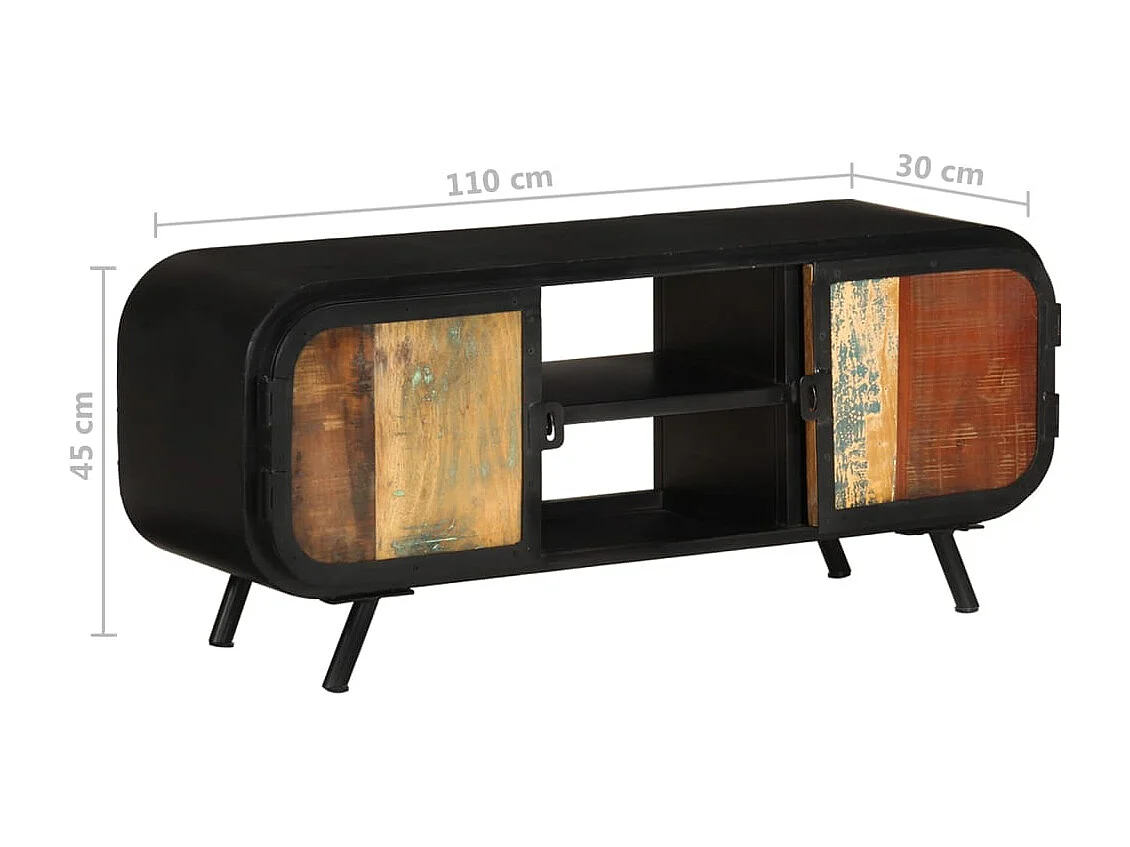Meuble TV 110x30x45 Bois de récupération massif 2