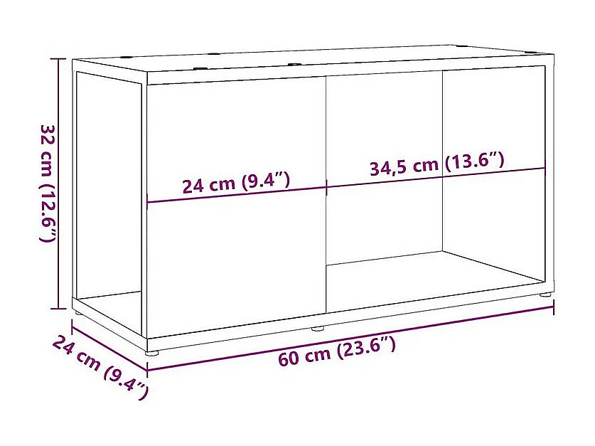 Meuble TV vieux bois 60x24x32 bois d'ingénierie