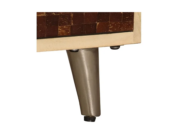 Meuble TV 4 tiroirs manguier massif et métal doré Pictou