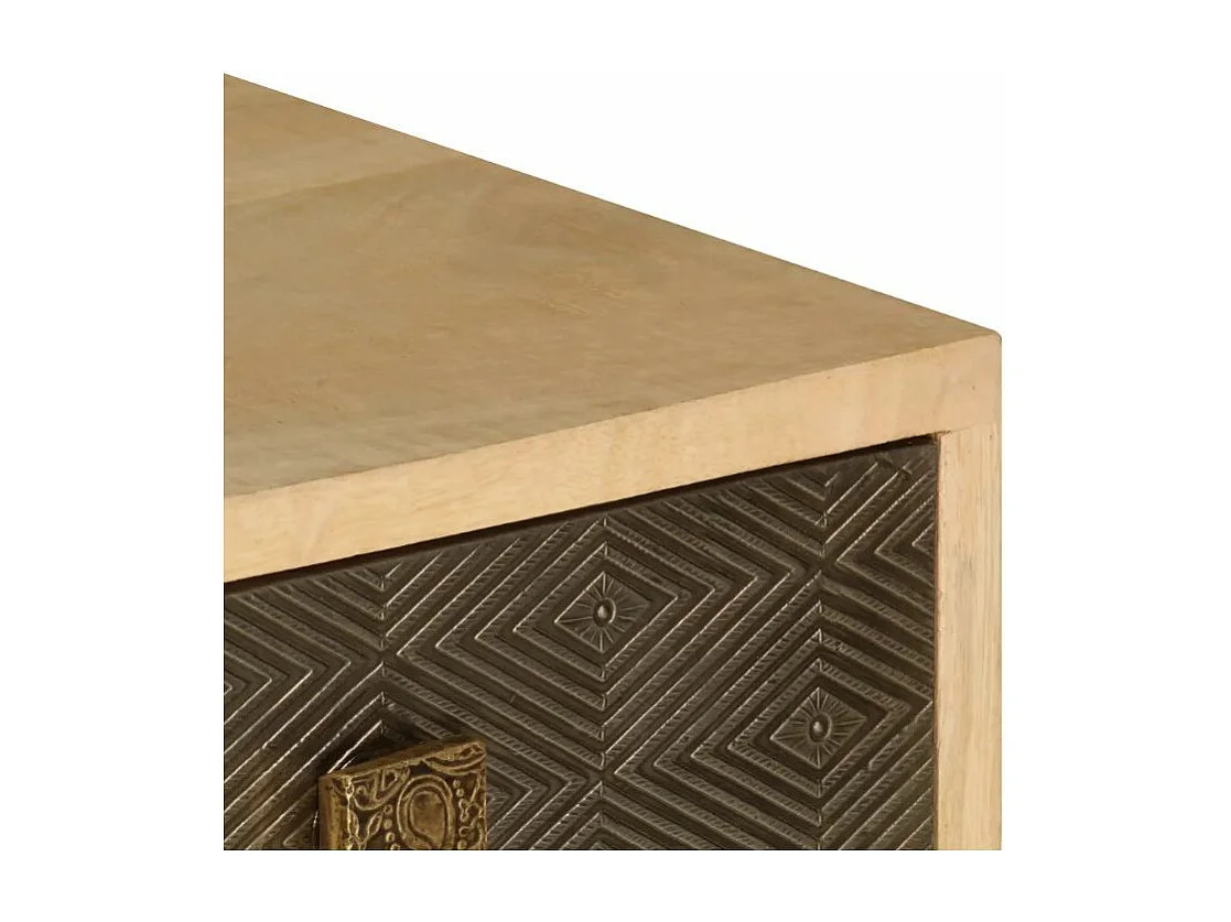 Meuble TV 4 tiroirs manguier massif et métal doré Pictou