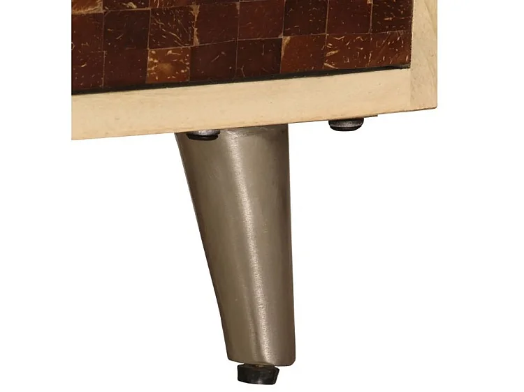 Meuble TV 4 tiroirs manguier massif et métal doré Pictou