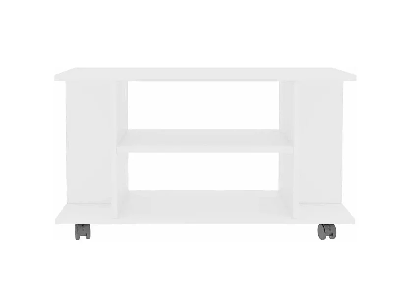 Meuble TV sur roulettes bois blanc mat Java