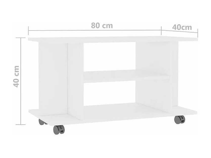 Meuble TV sur roulettes bois blanc mat Java