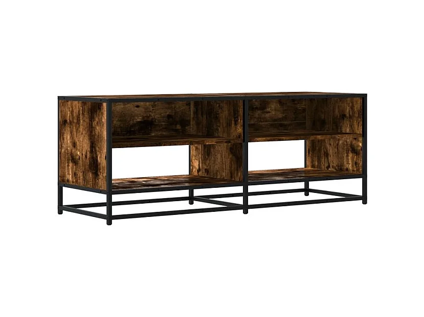 Meuble TV chêne fumé 120,5x40x46 bois d'ingénierie et métal