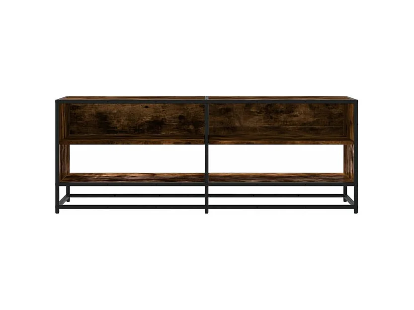 Meuble TV chêne fumé 120,5x40x46 bois d'ingénierie et métal