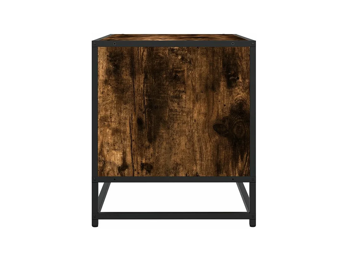 Meuble TV chêne fumé 120,5x40x46 bois d'ingénierie et métal