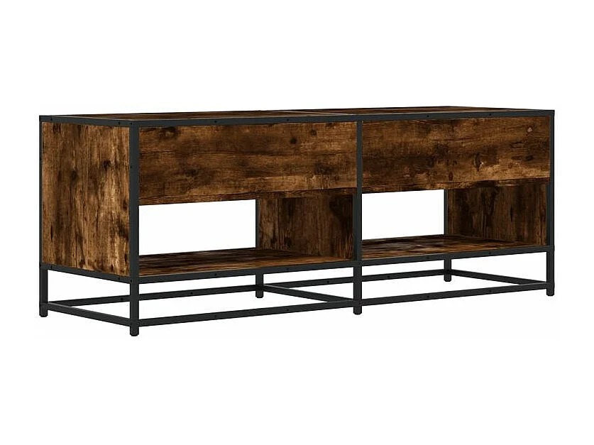 Meuble TV chêne fumé 120,5x40x46 bois d'ingénierie et métal