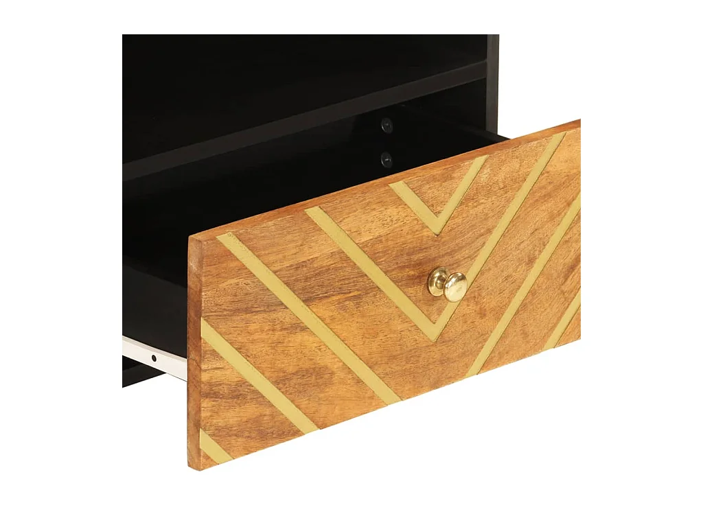 Meuble TV marron et noir 80x33,5x46 bois massif de manguier