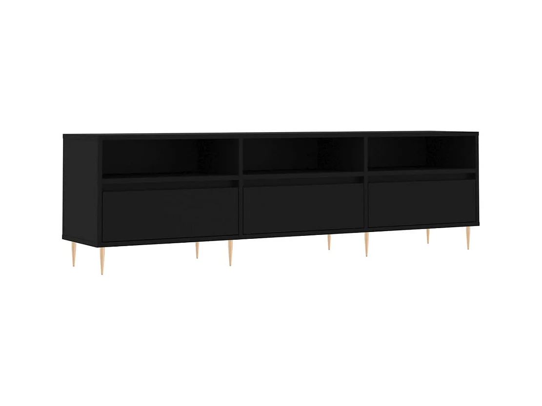 Meuble TV noir 150x30x44,5 bois d'ingénierie