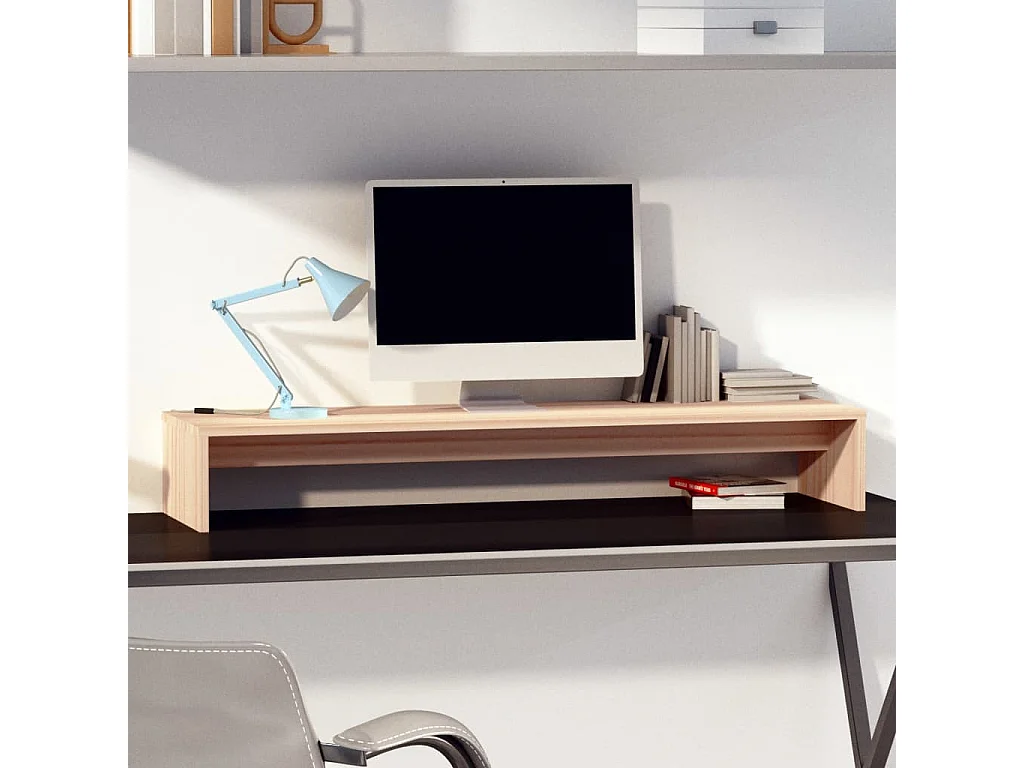 Support de moniteur 100x27x15 Bois de pin solide