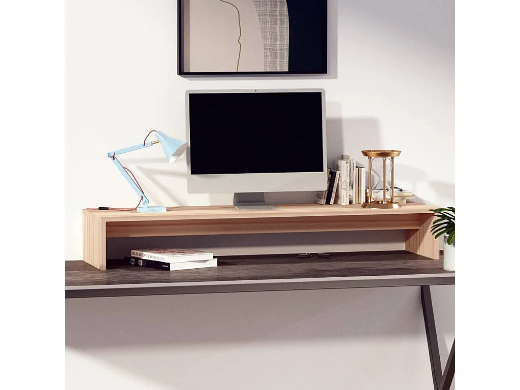 Support de moniteur 100x27x15 Bois de pin solide