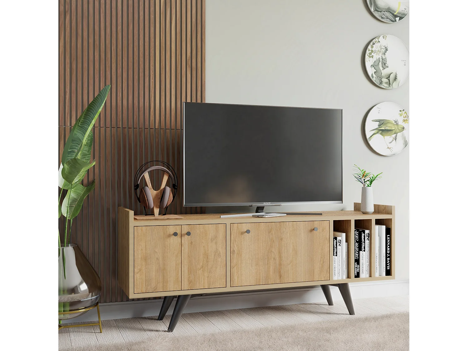 TV-Ständer – 150 cm x 56 cm x 40 cm – Eiche – Spanplatte