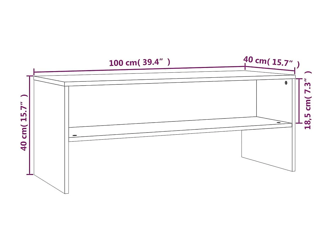 Meuble TV Chêne fumé 100x40x40 Bois d'ingénierie