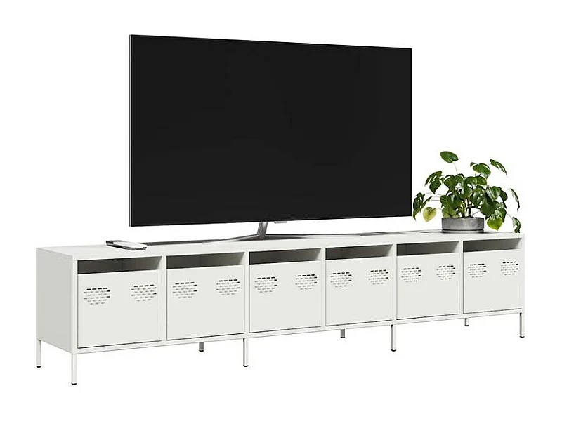 Meuble TV blanc 202x39x43,5 acier laminé à froid