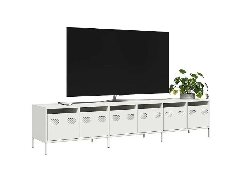 Meuble TV blanc 202x39x43,5 acier laminé à froid