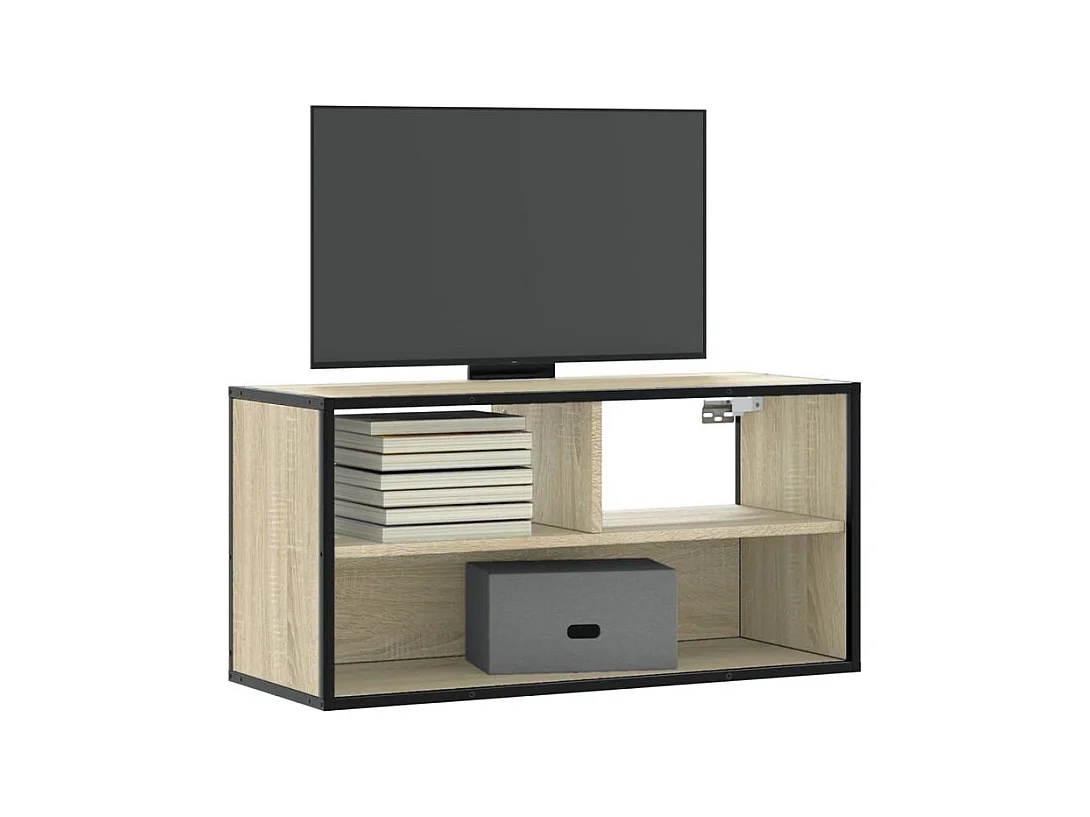 Meuble TV chêne sonoma 80x31x39,5 bois d'ingénierie et métal