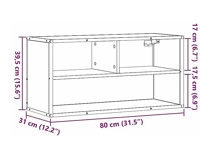 Meuble TV chêne sonoma 80x31x39,5 bois d'ingénierie et métal