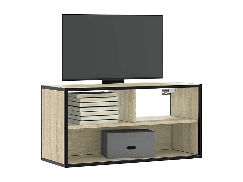 Meuble TV chêne sonoma 80x31x39,5 bois d'ingénierie et métal