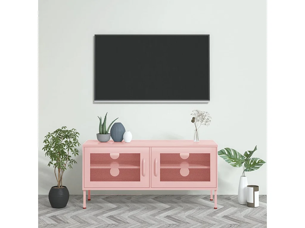 Meuble TV Rose 105x35x50 Acier