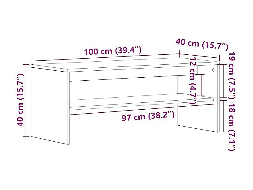 Meuble TV Chêne marron 100x40x40 Bois d'ingénierie