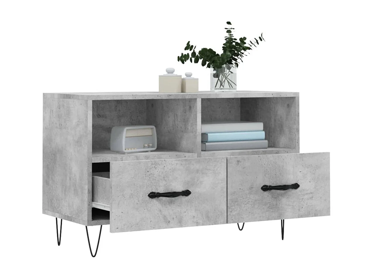 Meuble TV Gris béton 80x36x50 Bois d'ingénierie