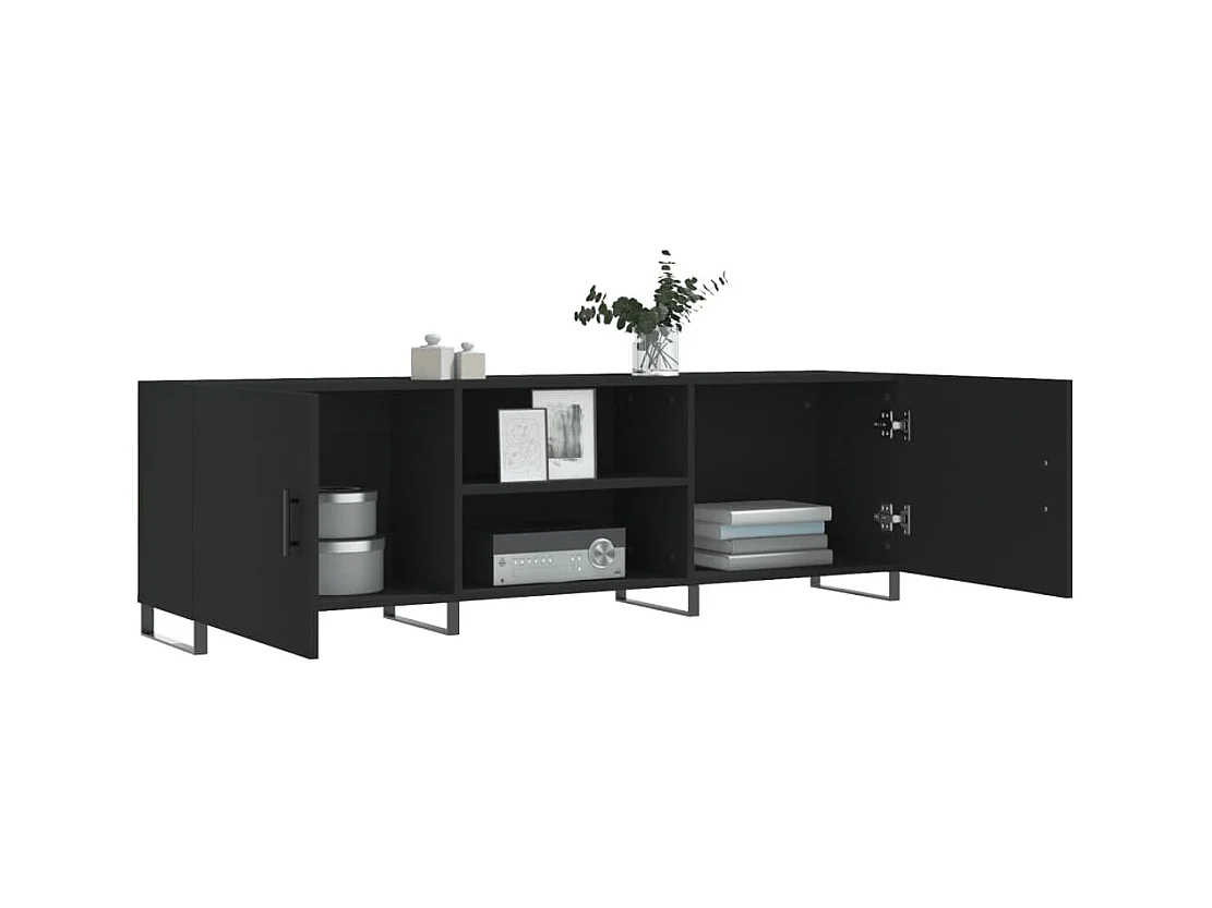 Meuble TV noir 150x30x50 bois d'ingénierie