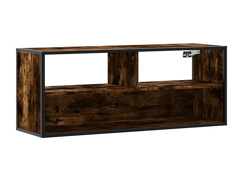 Meuble TV chêne fumé 100x31x39,5 bois d'ingénierie et métal