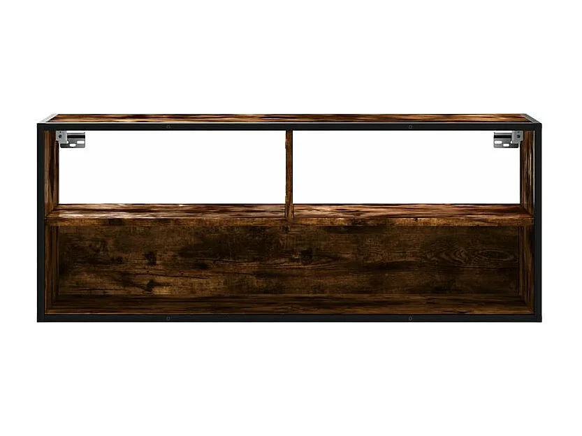 Meuble TV chêne fumé 100x31x39,5 bois d'ingénierie et métal