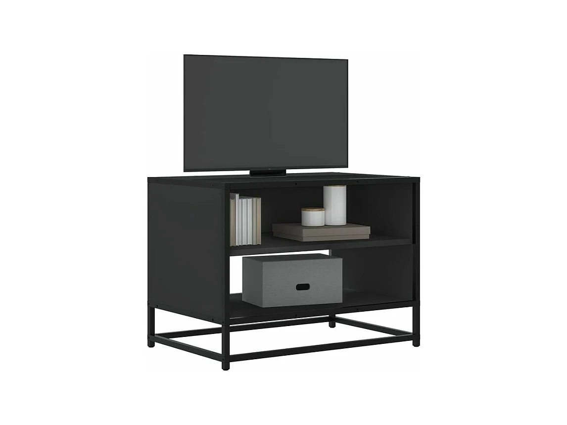 Meuble TV noir 61x40x46 bois d'ingénierie et métal