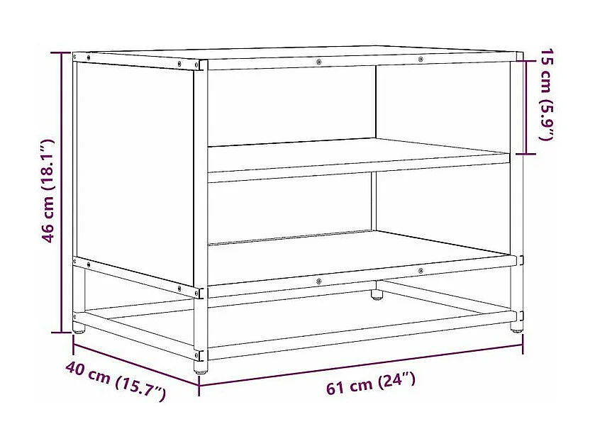 Meuble TV noir 61x40x46 bois d'ingénierie et métal