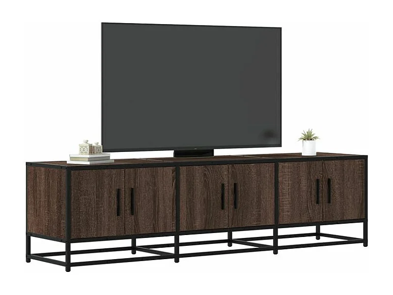 Meuble TV chêne marron 150x35x41 bois d'ingénierie et métal