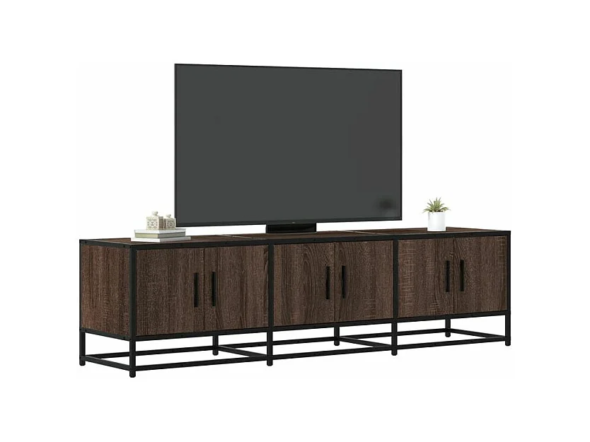 Meuble TV chêne marron 150x35x41 bois d'ingénierie et métal